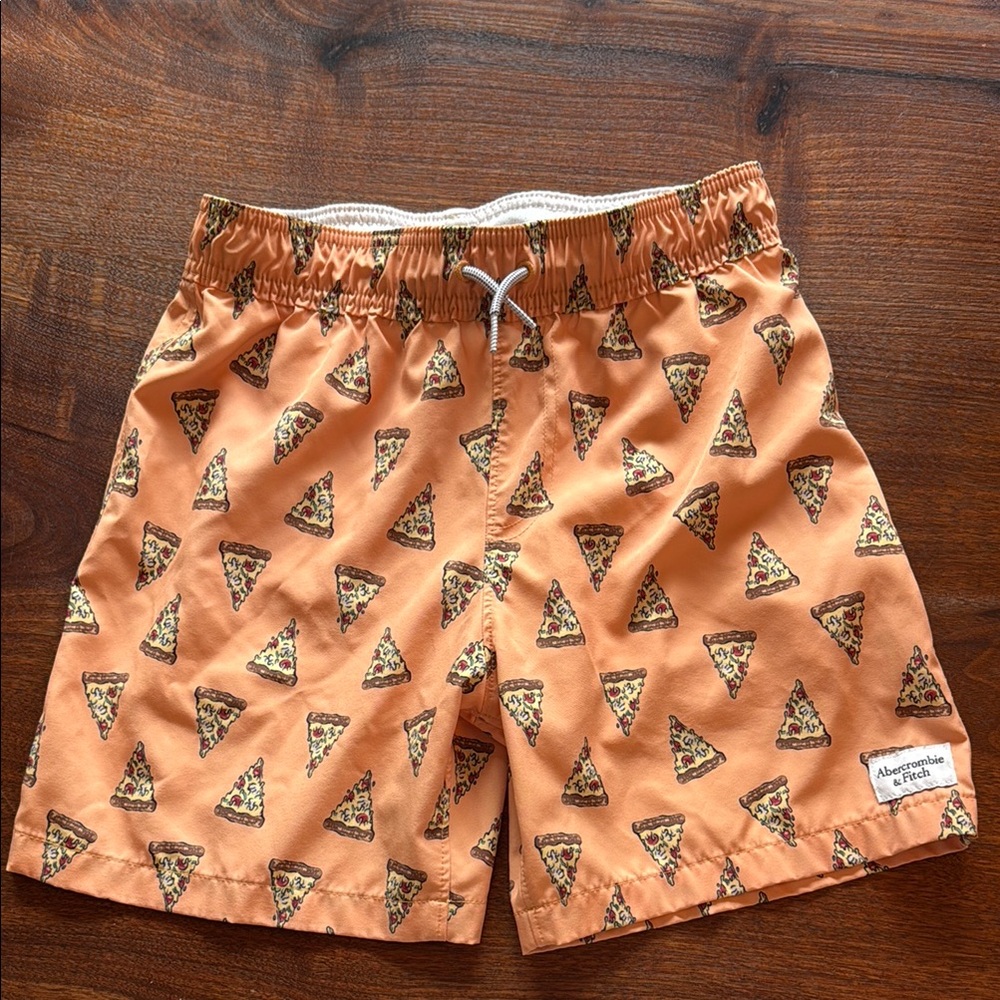 Abercrombie Orange Pizza Print kids swim Shorts